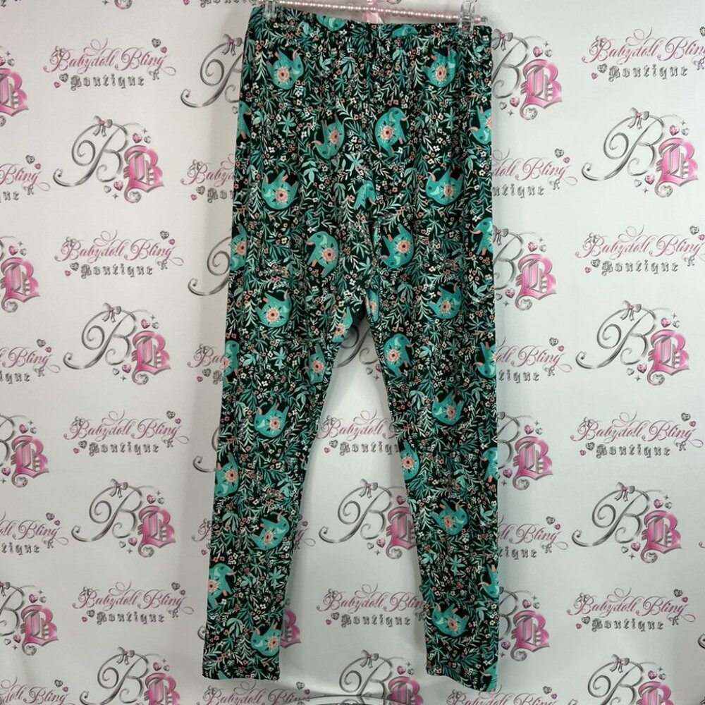 Sweetlegs pants tights leggings birds flowers leafs Floral Leggings plus size